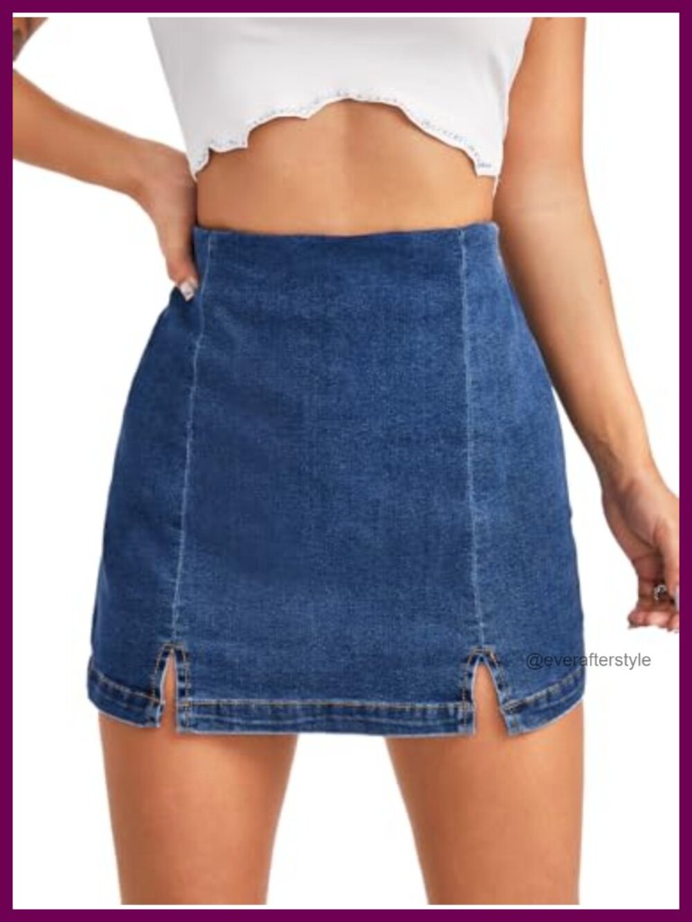 High Waist Denim Skorts Skirt Shorts Split Hem Stretch Casual Summer